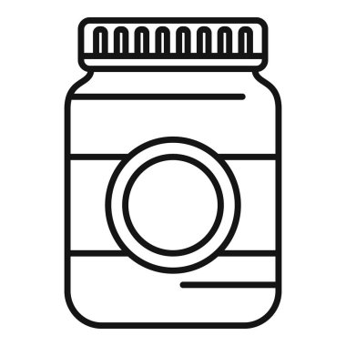 Boş etiketli bir depolama kavanozunun basit çizgi simgesi, yiyecek, depolama ve markalaşma ile ilgili projeler için mükemmel