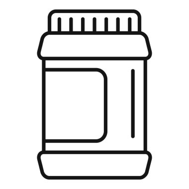 Markalaşma için boş etiket gösteren plastik bir kavanoz paketinin satır çizimi