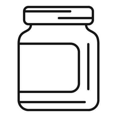 Boş etiketli kapalı bir kavanozun basit çizgi simgesi, gıda depolama veya ürün ambalajlama için mükemmel