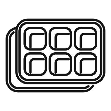 Buz küpü tepsisinin siyah beyaz simgesi, buz yapımını veya soğuk içecekleri temsil etmek için mükemmeldir.