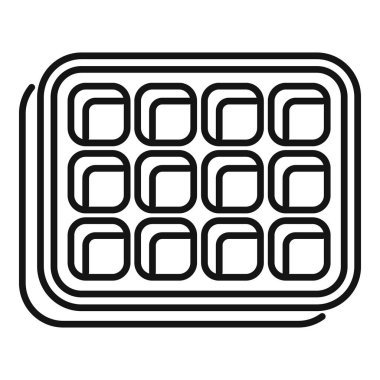 Waffle ızgarasının siyah beyaz ikonu lezzetli bir kahvaltı hazırlıyor.