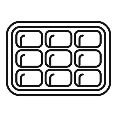 Boş bir buz küpünün basit simgesi, suyla doldurulmaya ve dondurulmaya hazır.