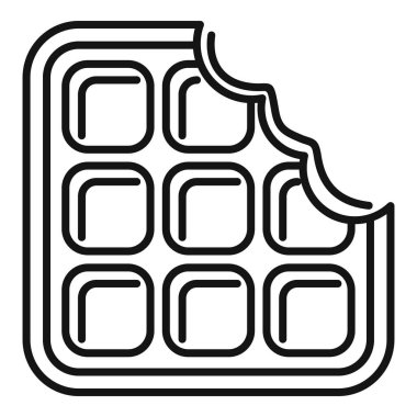 Kare waffle 'ın basit çizimi ve köşesinden bir ısırık.