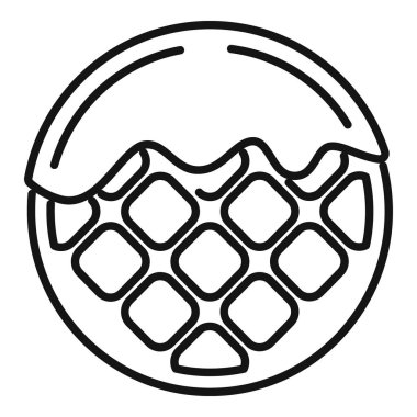 Yuvarlak waffle şurupla kaplı, kahvaltı kafesi menüsü için mükemmel.