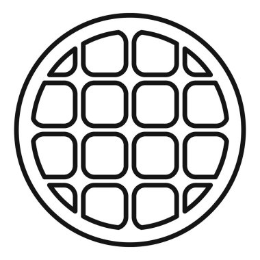Yuvarlak bir waffle 'ın basit çizimi, tereyağı ve şurup için hazır.