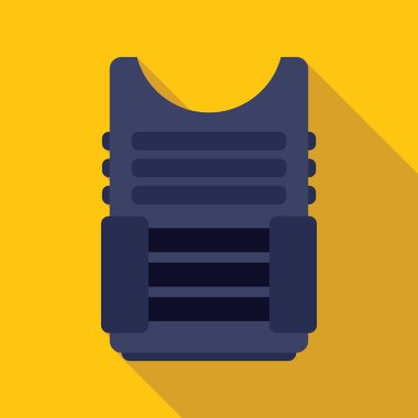 Mavi kurşun geçirmez yelek gövdeyi koruyor ve sarı arka planda