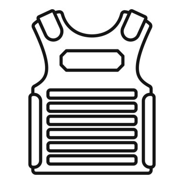 Güvenlik için ordu ya da polis memurları tarafından giyilen kurşun geçirmez yeleğin siyah taslak simgesi