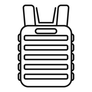 Kurşun geçirmez yeleğin basit çizgi simgesi. Silah seslerinden kişisel koruma sağlıyor.