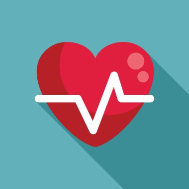 Kırmızı kalp, sağlık ve canlılığı simgeleyen bir elektrokardiyogramla atıyor.