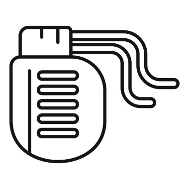 Kablolardan kan pompalayan yapay bir kalbin çizgi çizimi kardiyolojideki tıbbi gelişimi temsil ediyor.