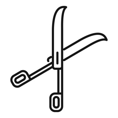 Bahçe makası dal kesme simgesi ince çizgi biçimi