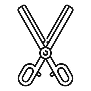 Kuaförlük makasının çizgi sanat simgesi, saç kesimi ve şekillendirme için mükemmel.