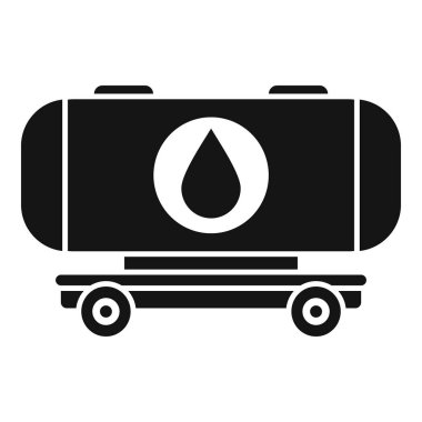 Beyaz arka planda izole edilmiş petrol ve gaz taşıyan bir tank kamyonunun siyah silueti.
