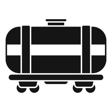 Petrol ve yakıt taşıyan bir demiryolu tankının siyah simgesi