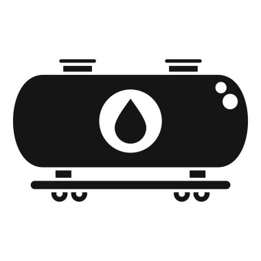 Demiryolunda taşımacılık için yağ taşıyan bir tank vagonunun siyah beyaz simgesi