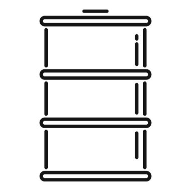 Petrol ve petrol ürünlerini depolamak ve taşımak için metal bir varilin basit çizgi sanat simgesi
