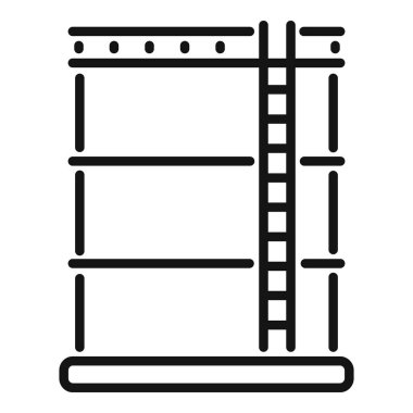 Petrol veya diğer sıvılar için büyük bir endüstriyel depolama tankının basit siyah beyaz simgesi.