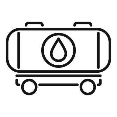 Benzin istasyonuna yakıt taşıyan bir tankın basit siyah beyaz çizgisi.