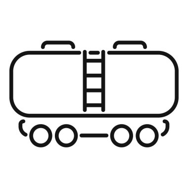 Tank römorkunun çizgi simgesi, yakıt veya yağ taşıyan ağır araç