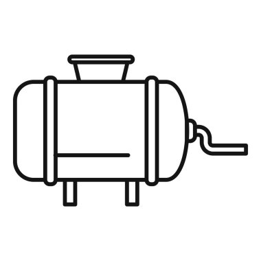 Büyük tank ayakta duruyor ve basit bir şekilde boru hattına bağlanıyor.