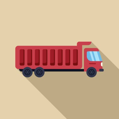 İnşaat malzemeleri, inşaat endüstrisi ve lojistik konsepti taşıyan kırmızı uçlu kamyon.