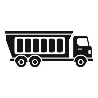 İnşaat malzemeleri taşıyan bir kamyonun basit siyah siluet simgesi