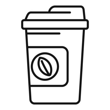 Kahve çekirdeği sembollü basit tek kullanımlık kahve fincanı sıcak bir içecek olduğunu gösteriyor.