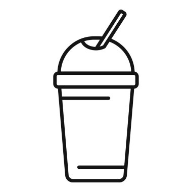 Soğuk içecekler için pipetli plastik bardağın simgesi.