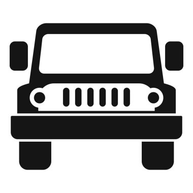 Siyah off-road araba ön manzara, basit stil