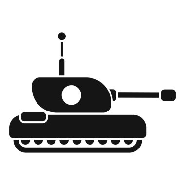 Askeri tankın siyah beyaz simgesi antenini kaldırarak ilerliyor.