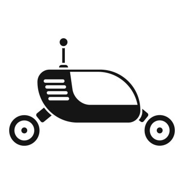 Mars Gezgini 'nin beyaz arka planda izole edilmiş kırmızı gezegenin yüzeyini araştıran siyah simgesi.