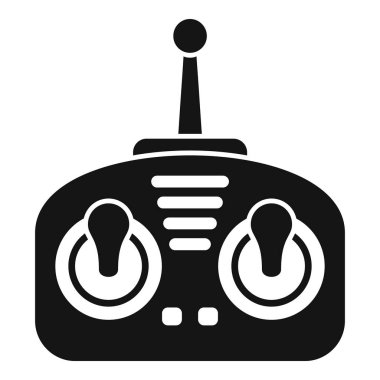 İHA uzaktan kumandasının siyah siluet simgesi, bir anten, kontrol çubukları ve düğmeleri, hava fotoğrafçılığı ve video çekimlerinde dronları kullanmak için kullanılır.