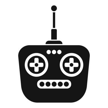 Uzaktan kontrol simgesi, kablosuz denetimi temsil etmek için ideal, düğmeleri ve anteni olan siyah bir siluet içerir