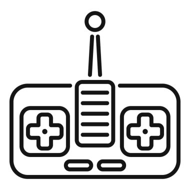 Yukarıya doğru uzanan bir anten ile uzaktan kumandalı bir oyuncak arabanın çizgi çizimi