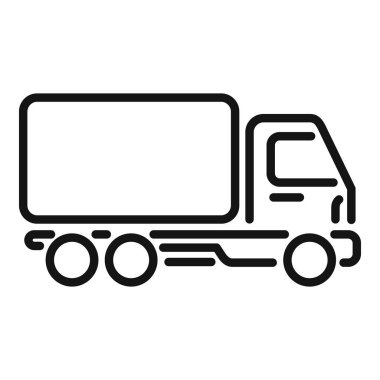 Ulaşım ve dağıtımı sembolize eden bir dağıtım kamyonunun basit çizgi resim simgesi