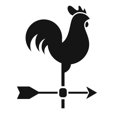 Siyah ve beyaz rüzgar gülü. Rüzgarın yönünü gösteren bir horoz.