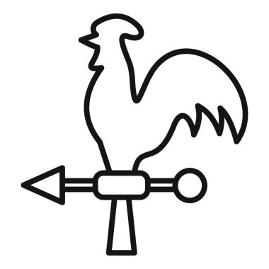Rüzgar gülü ve rüzgar yönünü gösteren bir horozun çizgisi sanat simgesi
