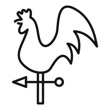 Rüzgar gülü horoz süsü ile rüzgar yönünü gösterir, çizgi simgesi tasarımı