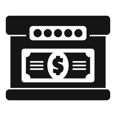 Para biriktirmeyi temsil eden bir kasanın içindeki para banknotunun siyah beyaz simgesi.