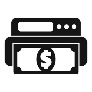 Para dağıtan bir ATM 'nin siyah siluet simgesi