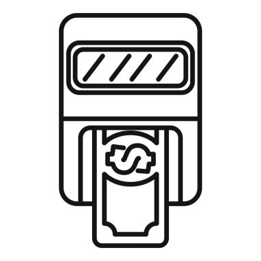 Finansal işlemler için banknot kabul eden bir ATM 'nin basit özet simgesi