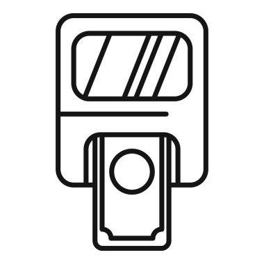 ATM para makinesi banknot simgesini kabul ediyor ince çizgi vektör çizimi