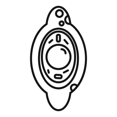 Gezegeni yörüngeden kraterle gösteren basit bir uzay gemisi penceresi çizimi