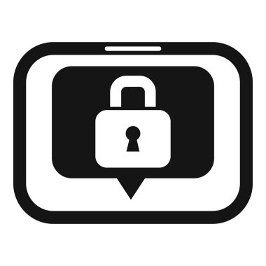 Akıllı telefonun siyah beyaz simgesi, mobil güvenliği temsil eden bir asma kilit simgesini gösterir