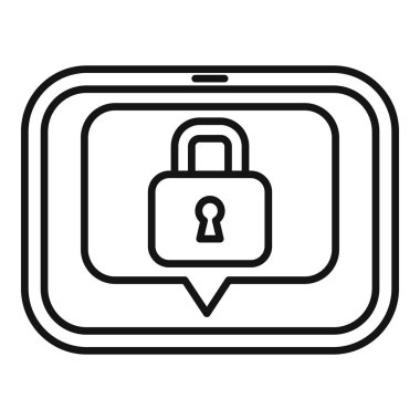 Konuşma balonunda bir kilit simgesini gösteren bir cep telefonu çizimi, güvenlik uyarısını temsil ediyor