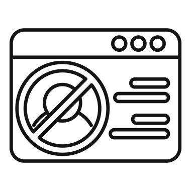 Üstü çizilmiş kullanıcı sembolü olan bir web sitesinin satır simgesi, hesap süspansiyonunu gösterir veya erişimi engeller