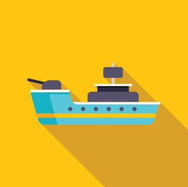 Bir savaş gemisinin minimalist çizimi, seyahat ve askeri kavramlar için ideal