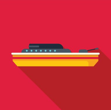 Modern motorlu yat turizm ve seyahat kavramları için mükemmel kırmızı bir arka planda.