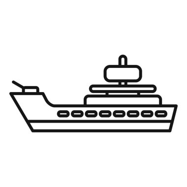 Okyanusta seyreden bir askeri savaş gemisinin basit bir simgesi.