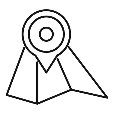 Navigasyon için katlanmış kağıt harita üzerinde bir konum iğnesi çizimi